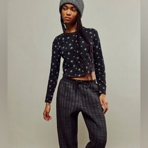 Women's Black Star Print Lounge Top Only